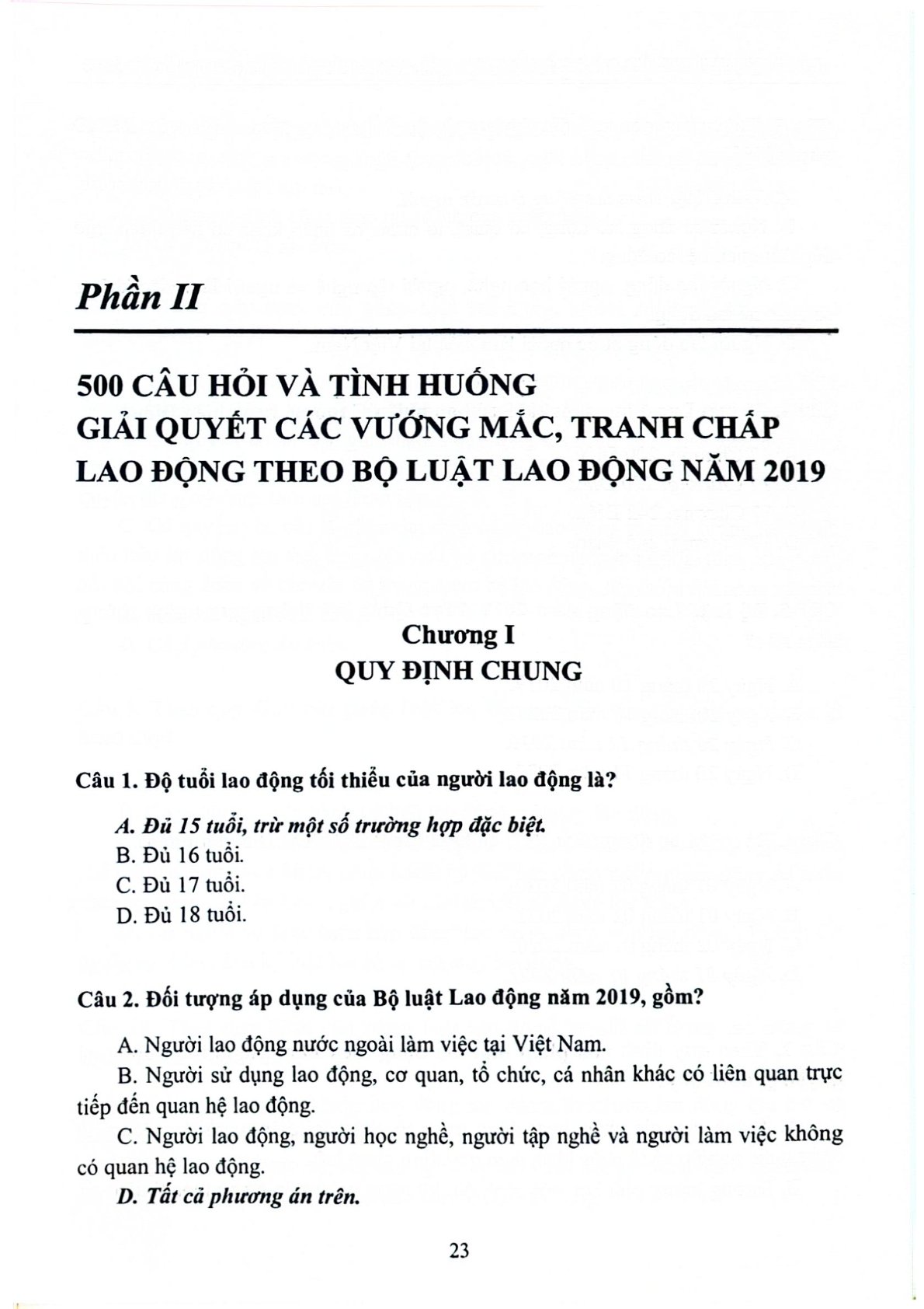 500 Câu Hỏi Và Tình Huống Giải Quyết Các Vướng Mắc, Tranh Chấp Lao Động Theo Bộ Luật Lao Động Năm 2019 - Luật sư, ThS. Nguyễn Thị Thu Hoài