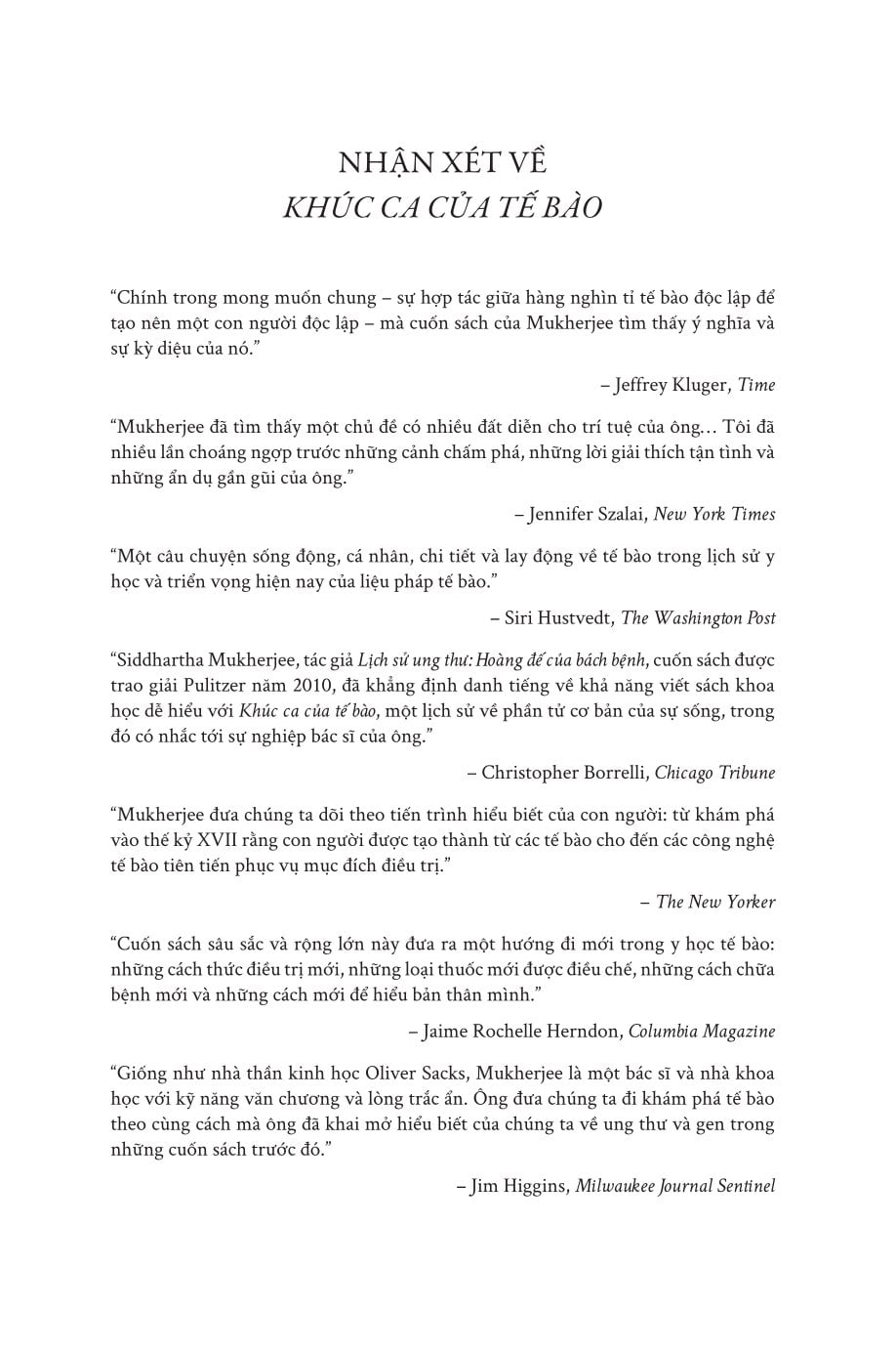 Khúc Ca Của Tế Bào - Khám Phá Phần Tử Cơ Bản Của Sinh Vật Và Con Người Mới - Siddhartha Mukherjee