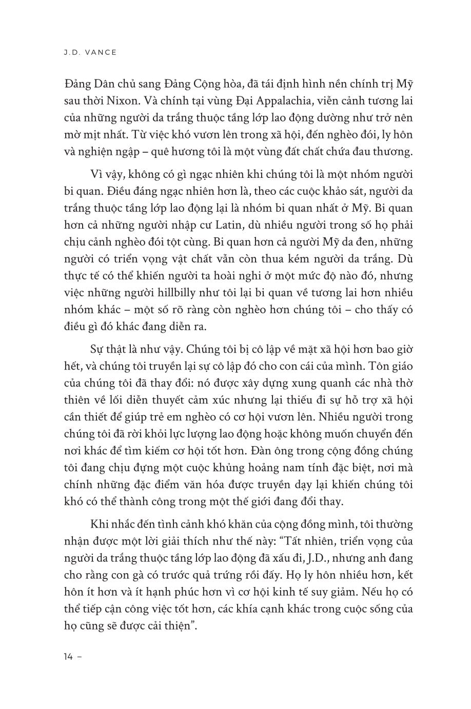 Khúc Bi Ca Của Gã Dân Quê - Hồi Ức Về Một Gia Đình Và Một Nền Văn Hóa Trong Cơn Khủng Hoảng - J.D. Vance