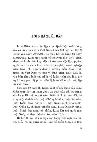  Luật Kiểm Toán Độc Lập Năm 2011 (Sửa Đổi, Bổ Sung Năm 2015, 2024) - Quốc hội 