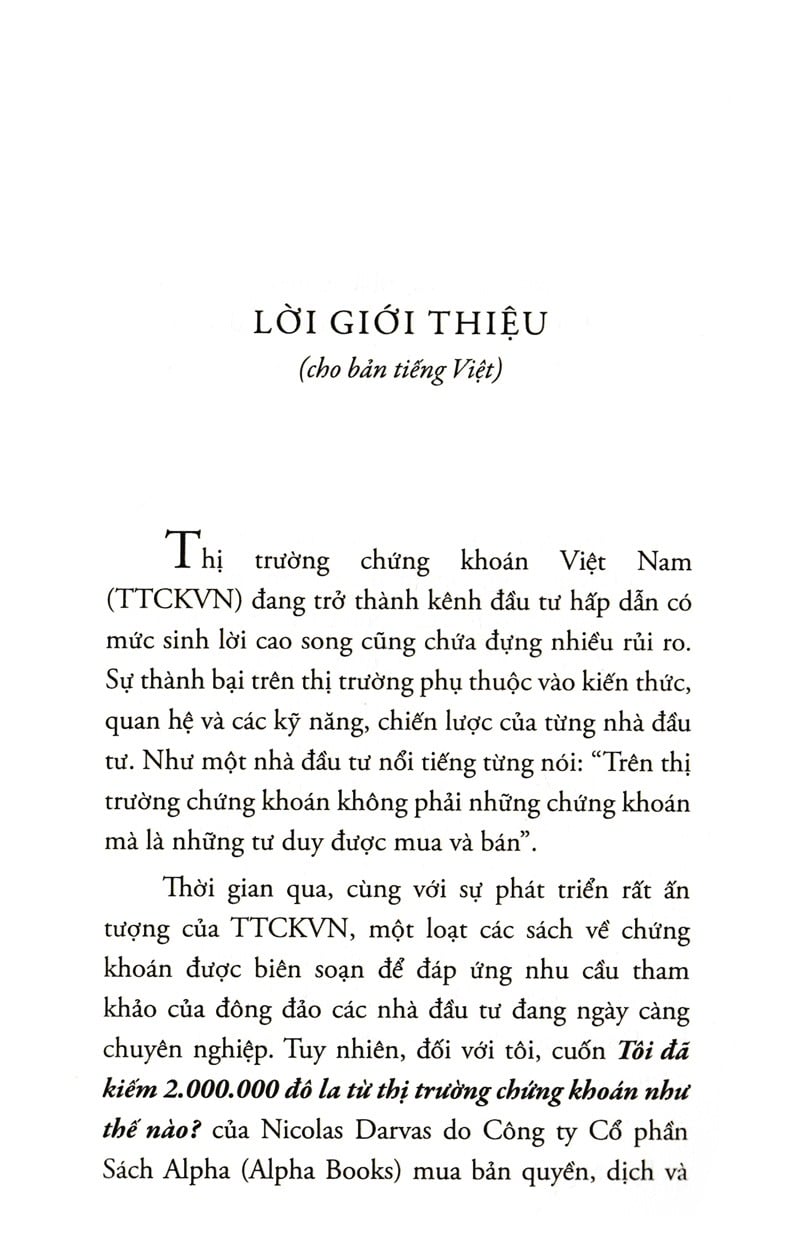 Tôi Đã Kiếm 2.000.000 Đô La Từ Thị Trường Chứng Khoán Như Thế Nào? -Nicolas Darvas