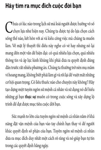  Tuyên Ngôn Sứ Mệnh Cuộc Đời - Hành Trình Tìm Mục Đích, Chọn Mục Tiêu Và Đạt Được Ước Mơ - Stephen R. Covey 