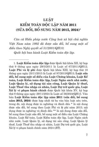  Luật Kiểm Toán Độc Lập Năm 2011 (Sửa Đổi, Bổ Sung Năm 2015, 2024) - Quốc hội 