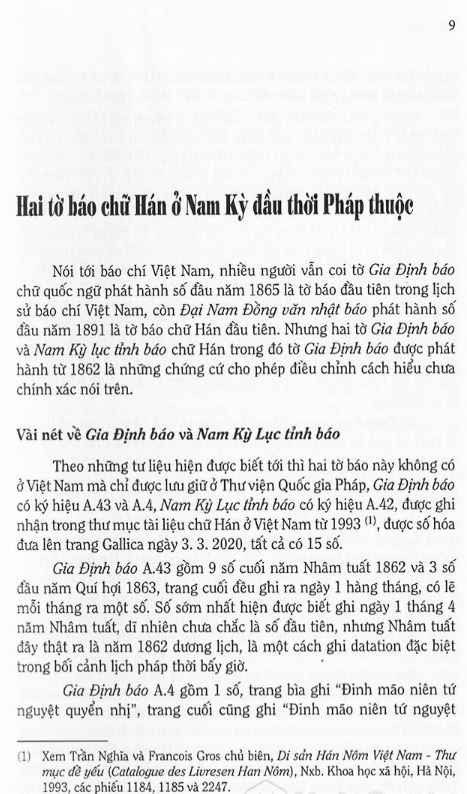 Hai Tờ Báo Chữ Hán Ở Nam Kỳ Đầu Thời Pháp Thuộc - Cao Tự Thanh