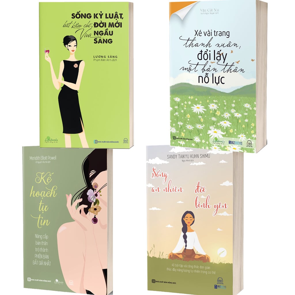 Bộ 4 Cuốn Sách Cẩm Nang Tuyệt Mật Của Phụ Nữ (Xé Vài Trang Thanh Xuân, Đổi Lấy Một Bản Thân Nỗ Lực + Sống An Nhiên, Đời Bình Yên + Sống Kỷ Luật Đời Mới Ngầu Sang + Kế Hoạch Tự Tin)