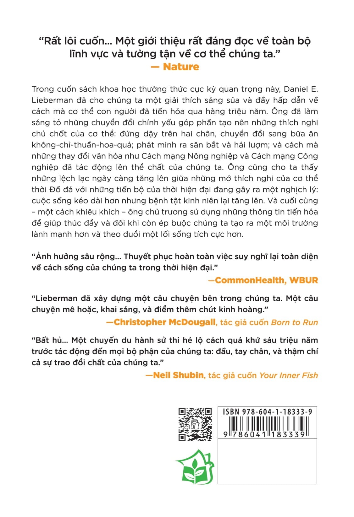 Khoa Học Khám Phá - Câu Chuyện Cơ Thể Con Người: Tiến Hóa, Sức Khỏe Và Bệnh Tật - Daniel E Lieberman