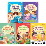  Bộ 5 Quyển Thế Giới Giác Quan Kỳ Thú ( Mùi Gì Thơm Thế + Bạn Nhìn Thấy Gì + Âm Thanh Rộn Ràng + Món Ngon Mẹ Nấu + Bàn Tay Mềm Mại ) - Hà Triều 