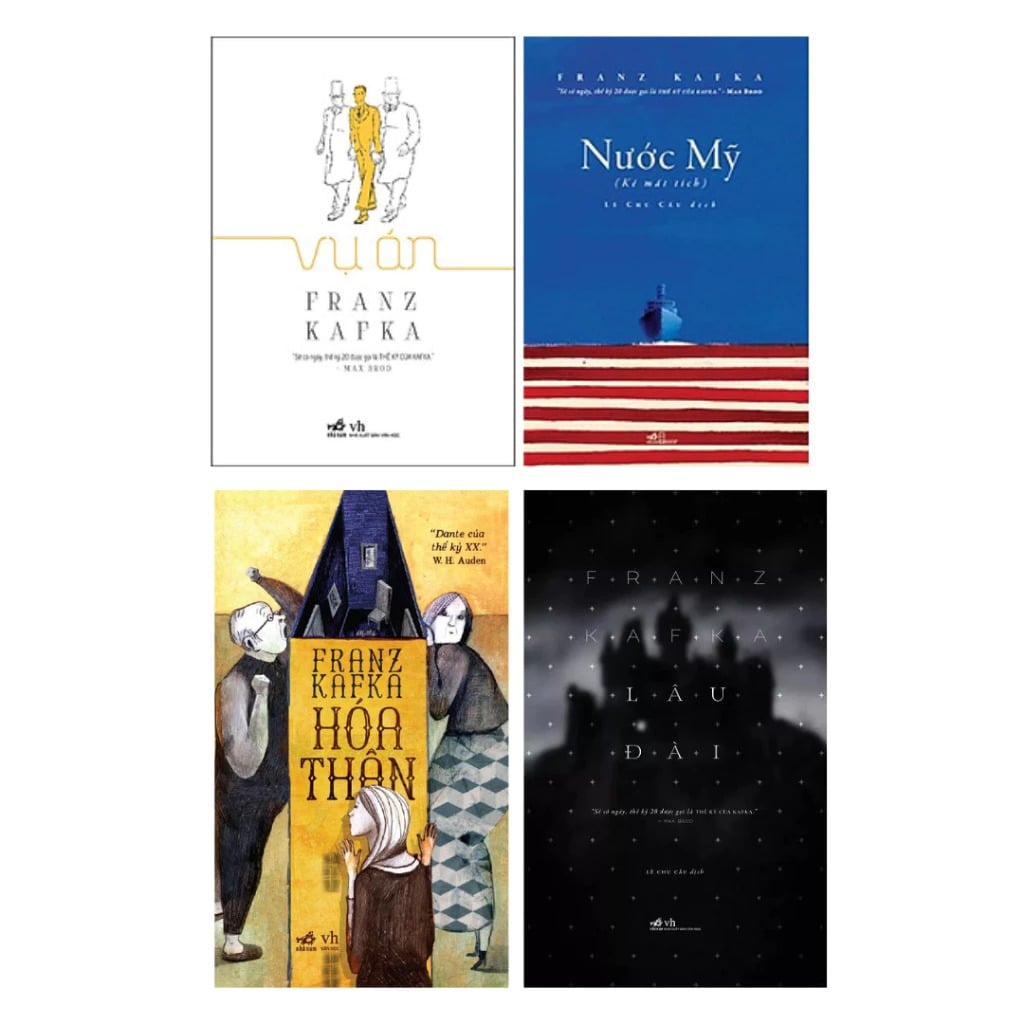 Combo 4 Quyển Tác Giả Franz Kafka (Hóa Thân + Nước Mỹ + Vụ Án + Lâu Đài)