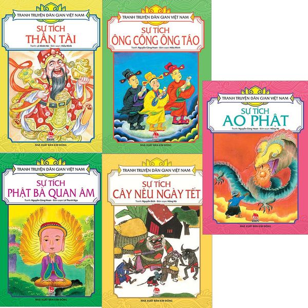  Combo 5 Quyển Tranh Truyện Dân Gian Việt Nam ( Sự Tích Ao Phật + Sự Tích Cây Nêu Ngày Tết + Sự Tích Ông Công Ông Táo + Sự Tích Phật Bà Quan Âm + Sự tích Thần Tài ) 