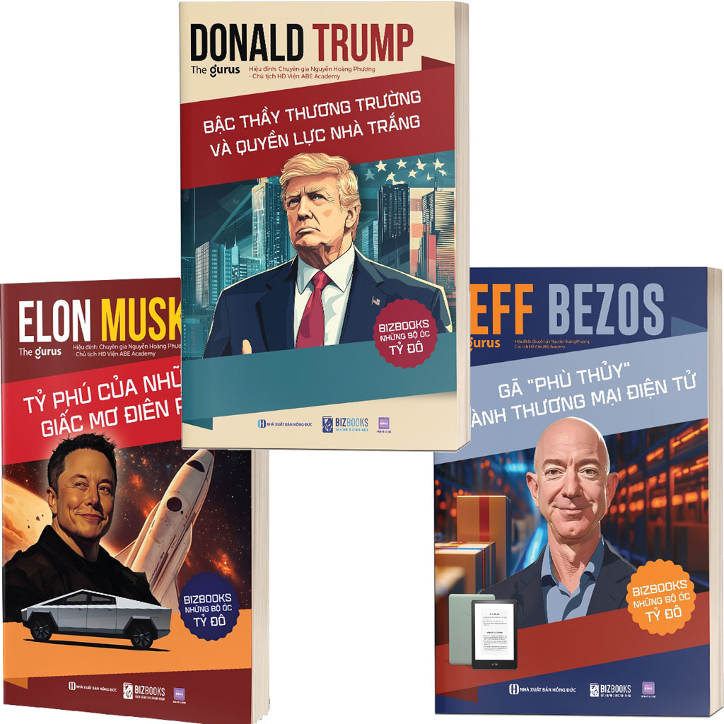 Combo 3 Quyển Những Bộ Óc Tỷ Đô: Tư Duy Khác Biệt Làm Nên Thành Công Ngoạn Mục ( Elon Musk + Donald Trump + Jeff Bezos) - The Gurus