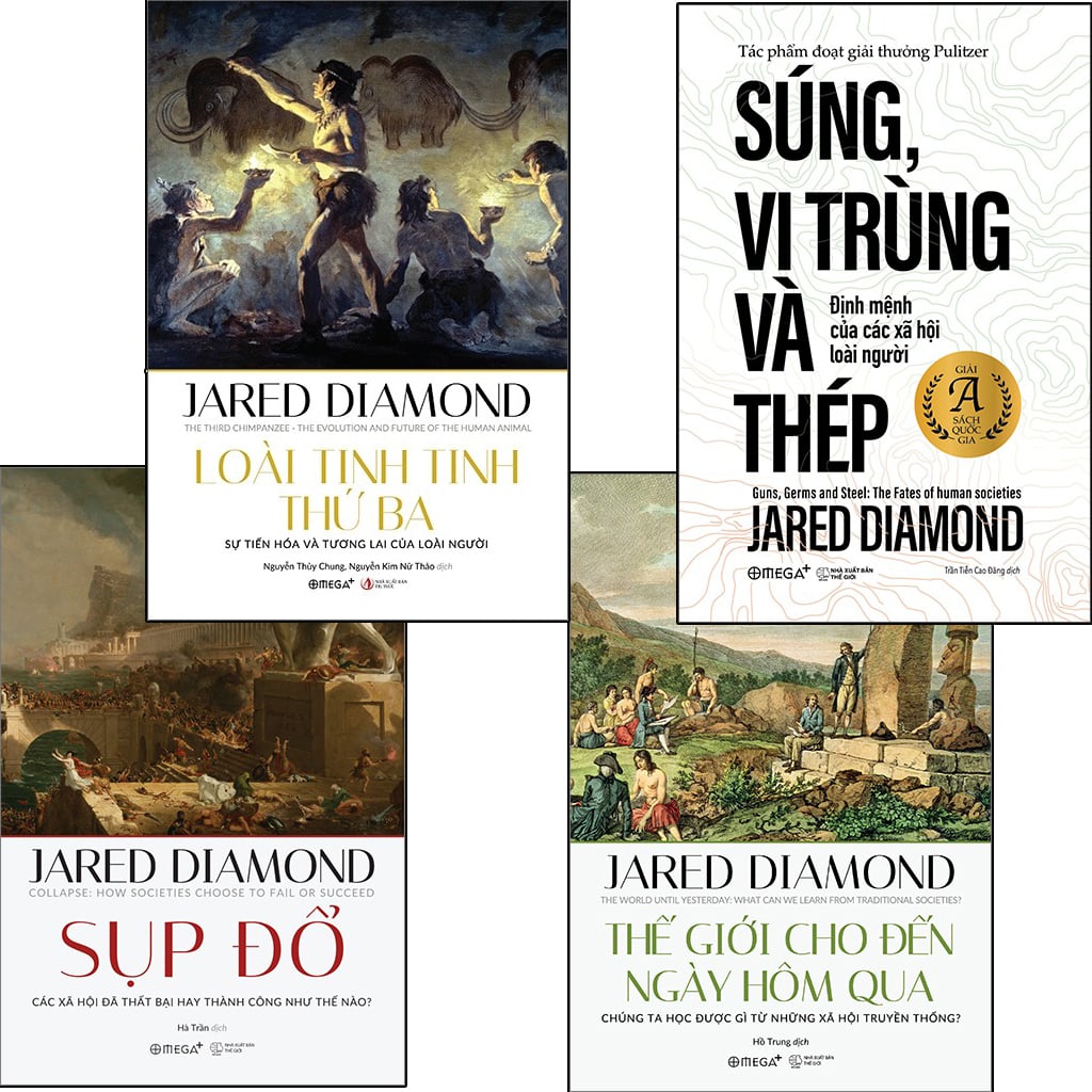 Combo 4 Quyển Của Jared Diamond ( Sụp Đổ + Thế Giới Cho Đến Ngày Hôm Qua + Súng Vi Trùng Và Thép + Loài Tinh Tinh Thứ Ba ) - Jared Diamond
