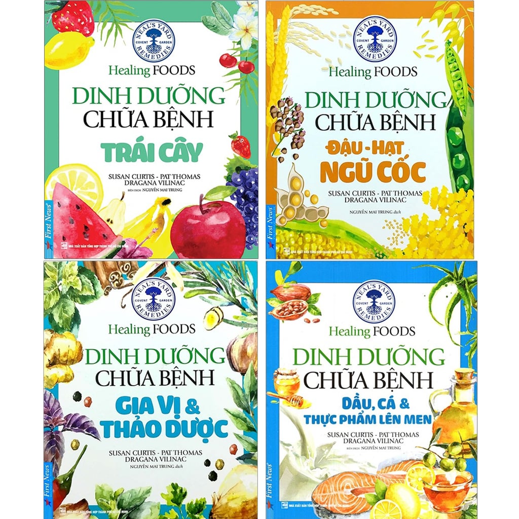 Combo 4 Quyển Dinh Dưỡng Chữa Bệnh ( Gia Vị & Thảo Dược + Đậu, Hạt & Ngũ Cốc + Dầu, Cá & Thực Phẩm Lên Men + Trái Cây )