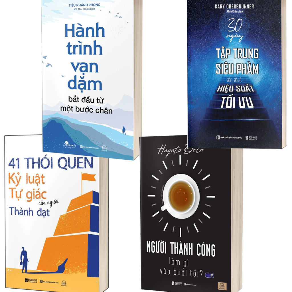 Combo 4 Quyển: Công Thức Thành Công Của Những Kẻ Đáng Gờm (30 Ngày Tập Trung Siêu Phàm Để Đạt Hiệu Suất Tối Ưu + Hành Trình Vạn Dặm Bắt Đầu Từ Một Bước Chân + Người thành công làm gì vào buổi tối + 41 Thói Quen Kỷ Luật Tự Giác Của Người Thành Đạt)