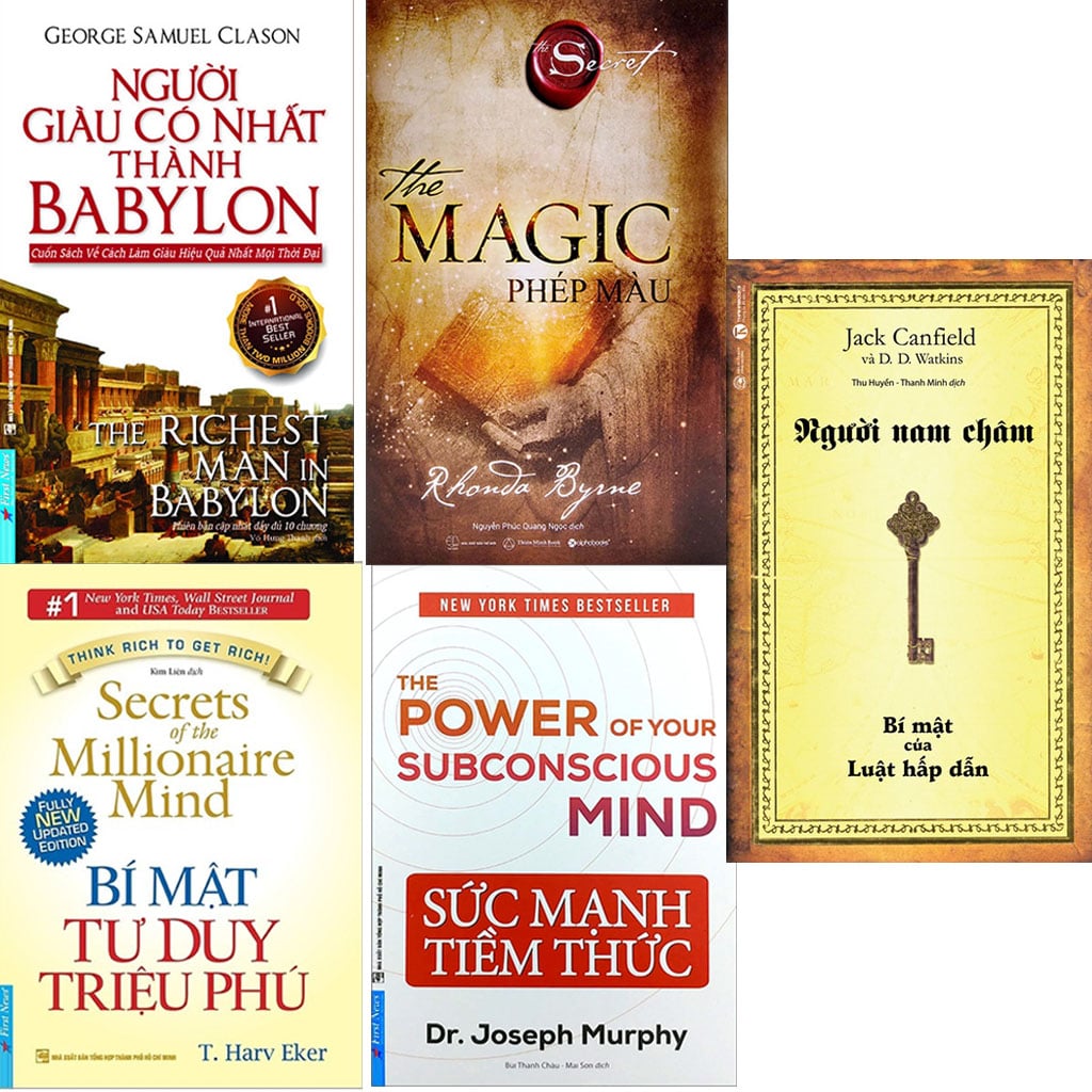 Combo 5 Cuốn Phép Màu + Người Nam Châm + Sức Mạnh Tiềm Thức + Bí Mật Tư Duy Triệu Phú + Người Giàu Có Nhất Thành Babylon