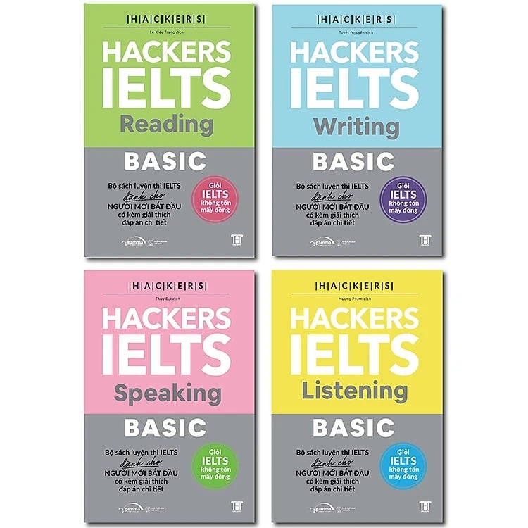 Combo 4 quyển Hackers IELTS Basic (Speaking + Listening + Reading + Writing)
