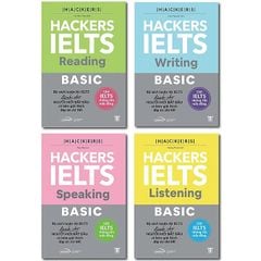 Combo 4 quyển Hackers IELTS Basic (Speaking + Listening + Reading + Writing)