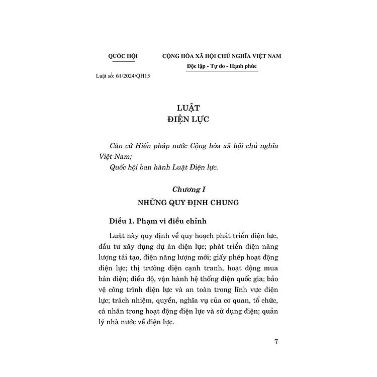Luật Điện Lực Năm 2024 - Quốc hội
