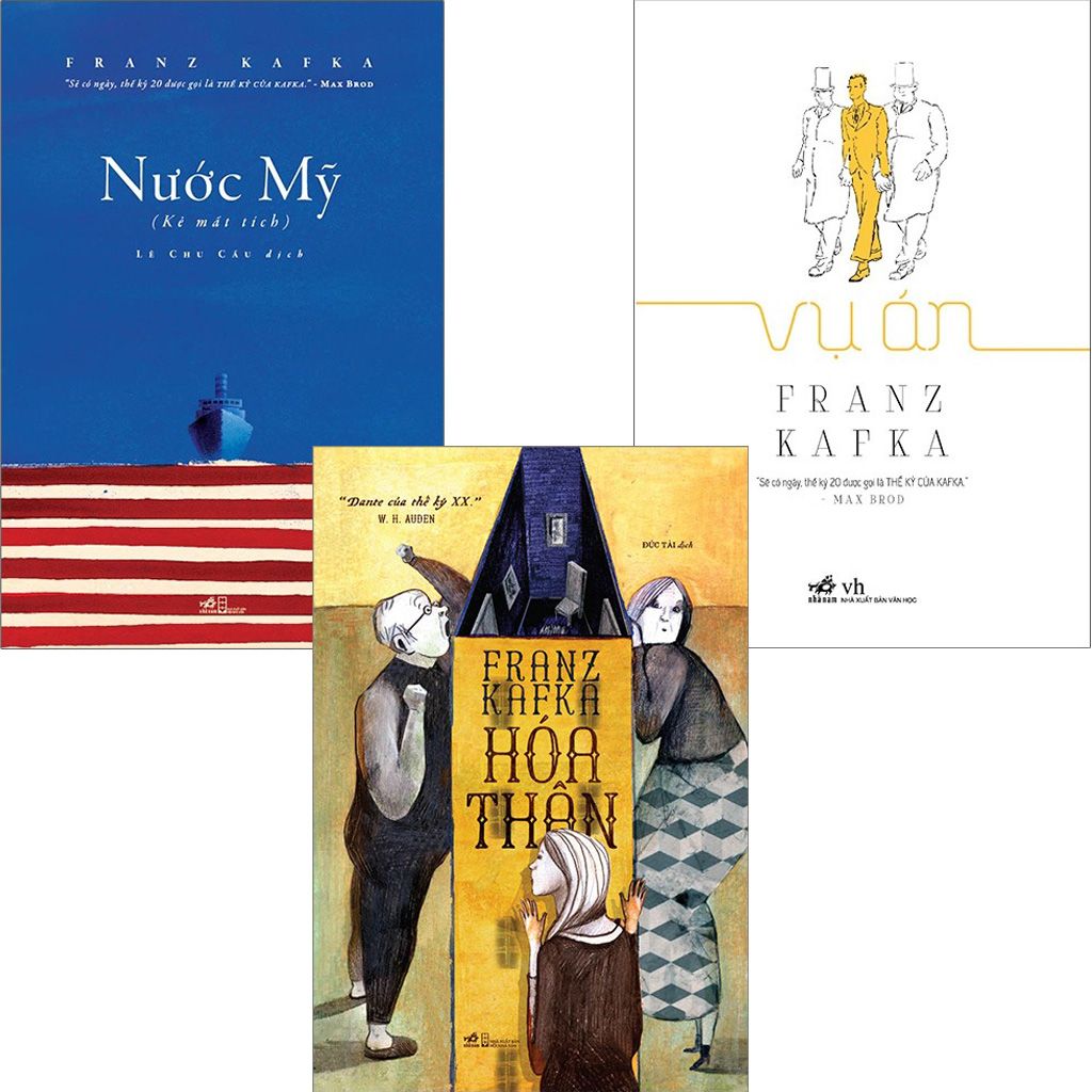  Combo 3 Quyển Franz Kafka (Hóa Thân + Vụ Án + Nước Mỹ - Kẻ Mất Tích) 