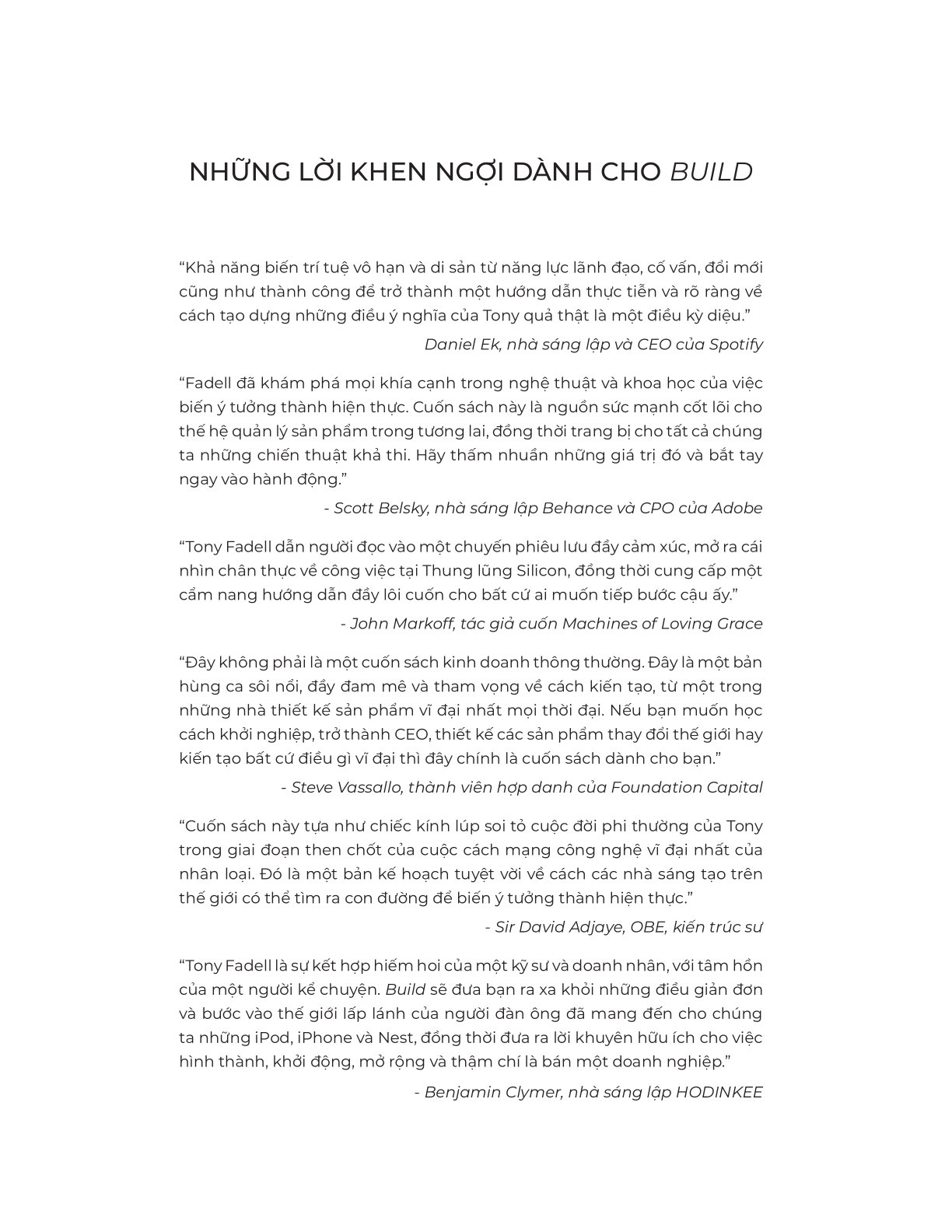 Build - Những Điều Đáng Làm Tạo Ra Sản Phẩm Đáng Giá - Tony Fadell
