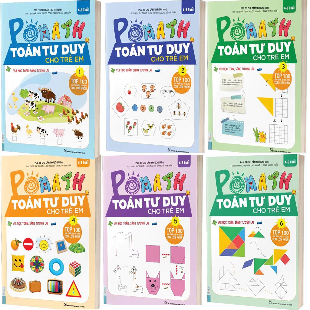  Combo Trọn Bộ 6 cuốn Sách PoMath (2025)  - Toán Tư Duy Cho Trẻ Em 4-6 Tuổi (Bản Mới Nhất) 