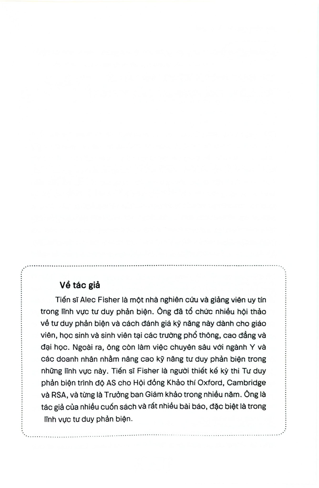 Nhập Môn Tư Duy Phản Biện - Kỹ Năng Thực Chiến Trong Kỷ Nguyên Số - 
Alec Fisher