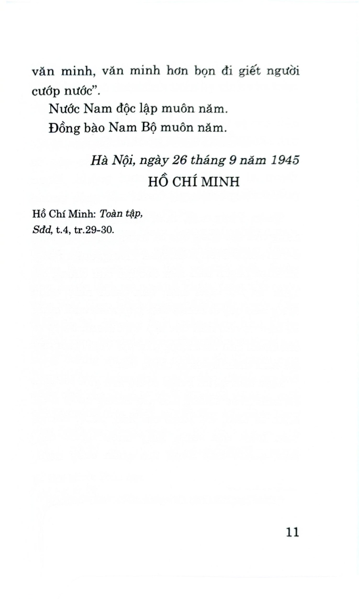 Nam Bộ Là Thành Đồng Của Tổ Quốc - Hồ Chí Minh