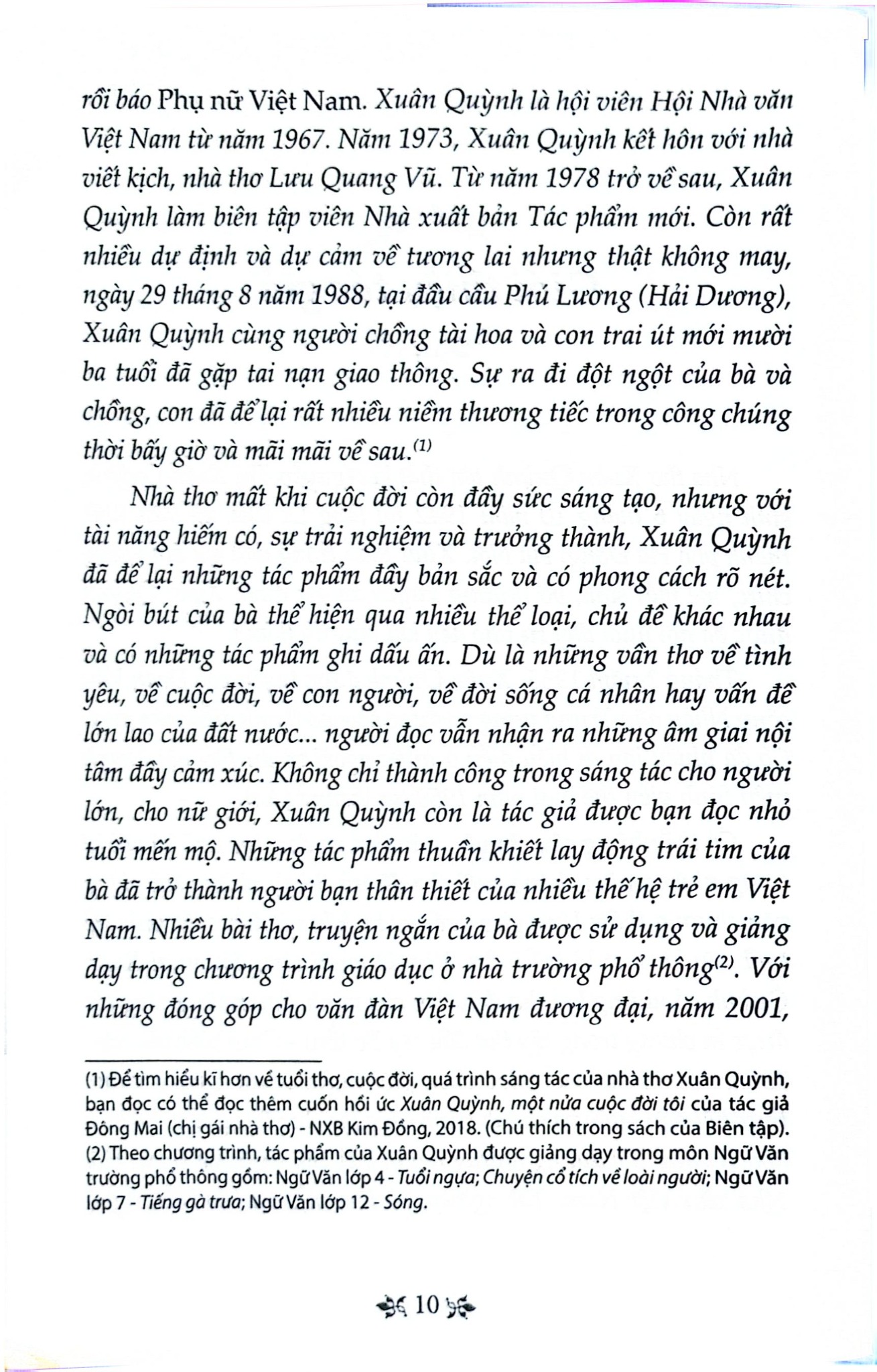 Thơ Xuân Quỳnh - Tủ Sách Văn Học Trong Nhà Trường - Xuân Quỳnh