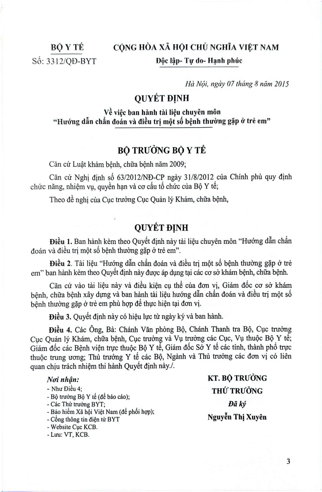 Hướng Dẫn Chẩn Đoán Và Điều Trị Một Số Bệnh Thường Gặp Ở Trẻ Em - Bộ Y Tế