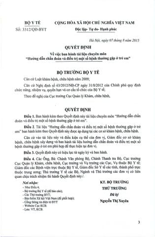  Hướng Dẫn Chẩn Đoán Và Điều Trị Một Số Bệnh Thường Gặp Ở Trẻ Em - Bộ Y Tế 