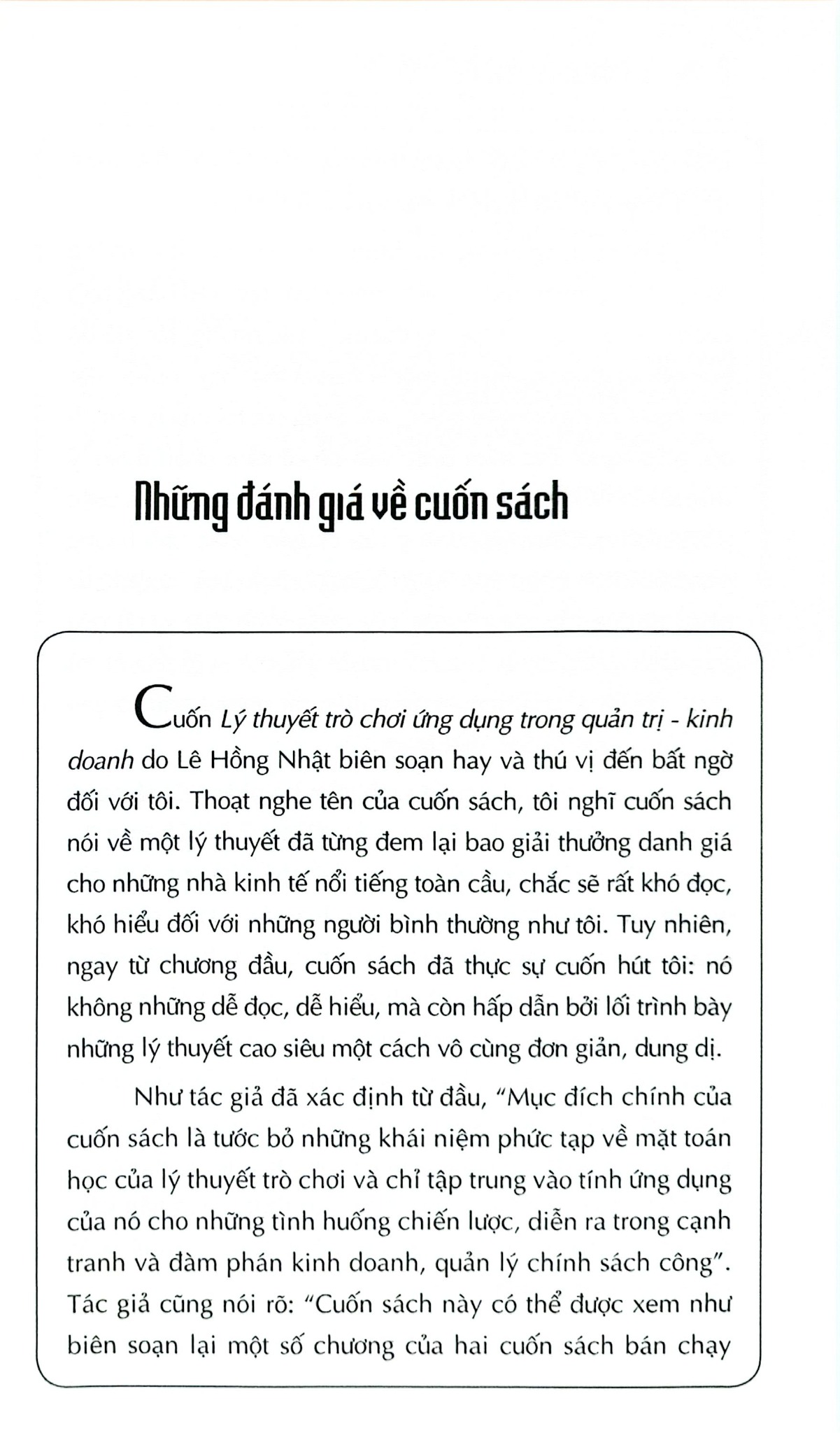 Lý Thuyết Trò Chơi Và Ứng Dụng Trong Quản Trị Kinh Doanh - TS Lê Hồng Nhật