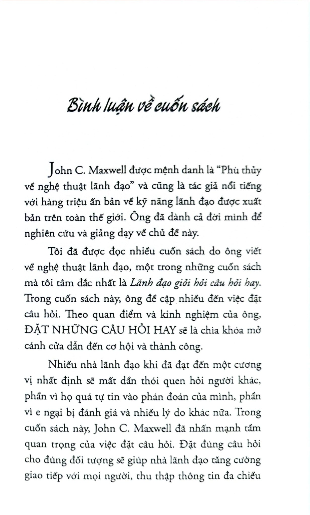 Lãnh Đạo Giỏi Hỏi Câu Hỏi Hay - John C. Maxwell