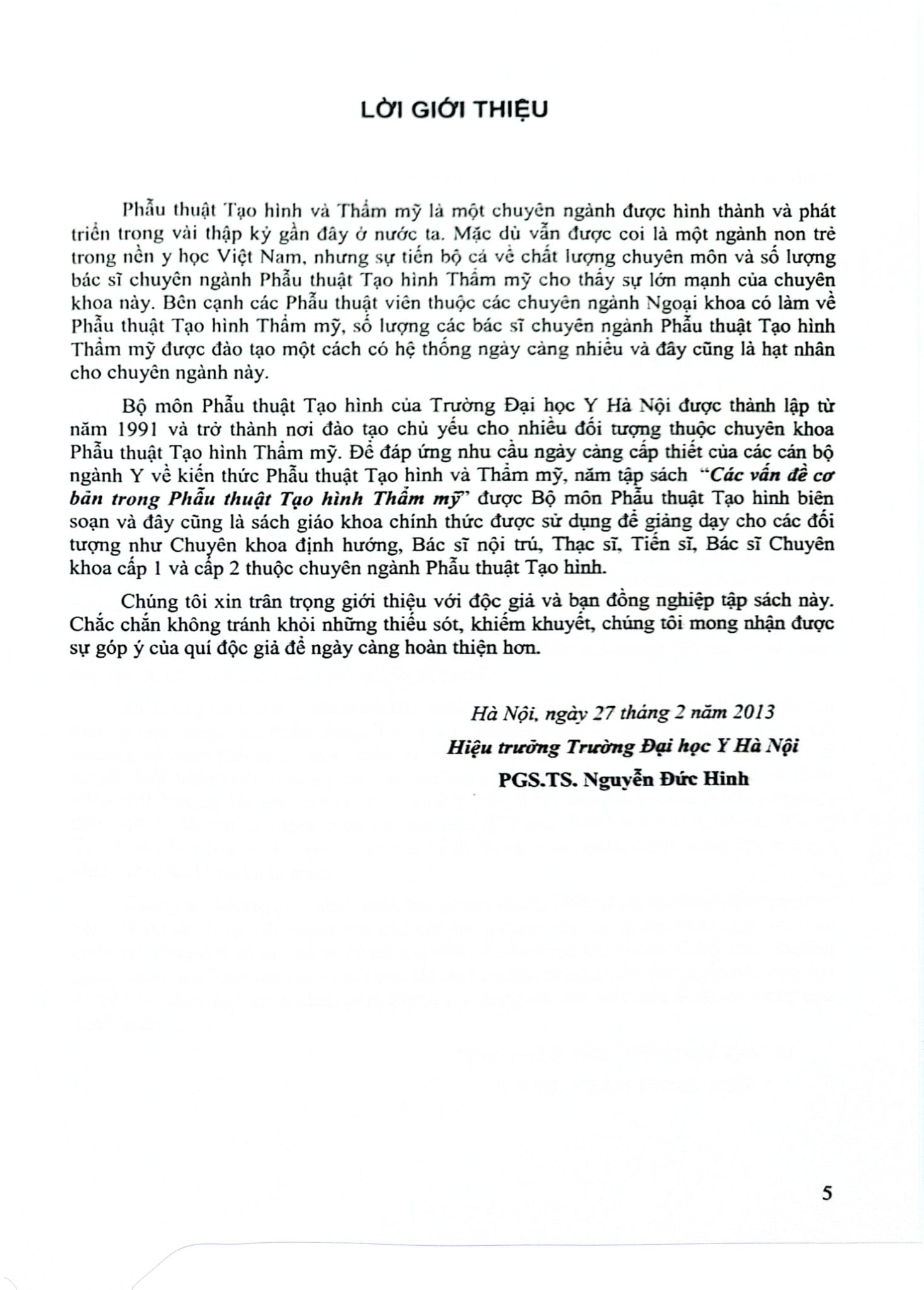 Các Vấn Đề Cơ Bản Trong Phẫu Thuật Tạo Hình Thẩm Mỹ Phần 2 (Da Và Dị Tật) - ĐH Y Hà Nội, PGS.TS Trần Thiết Sơn