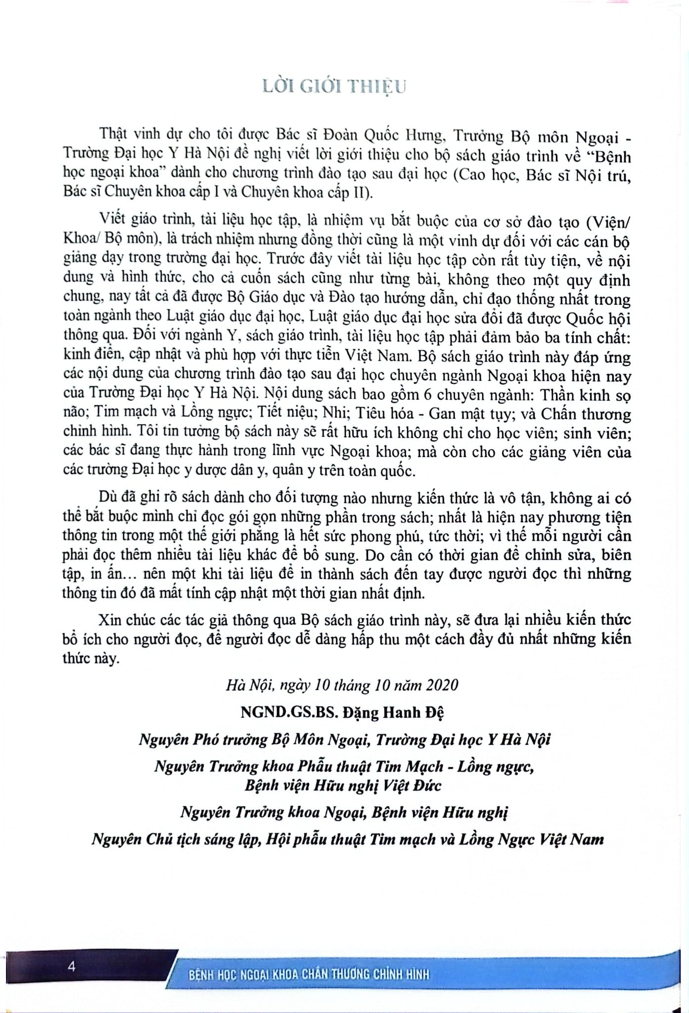 Bệnh Học Ngoại Khoa Chấn Thương Chỉnh Hình (SĐH) - ĐH Y Hà Nội, PGS.TS. Đoàn Quốc Hưng, GS.TS. Trần Trung Dũng