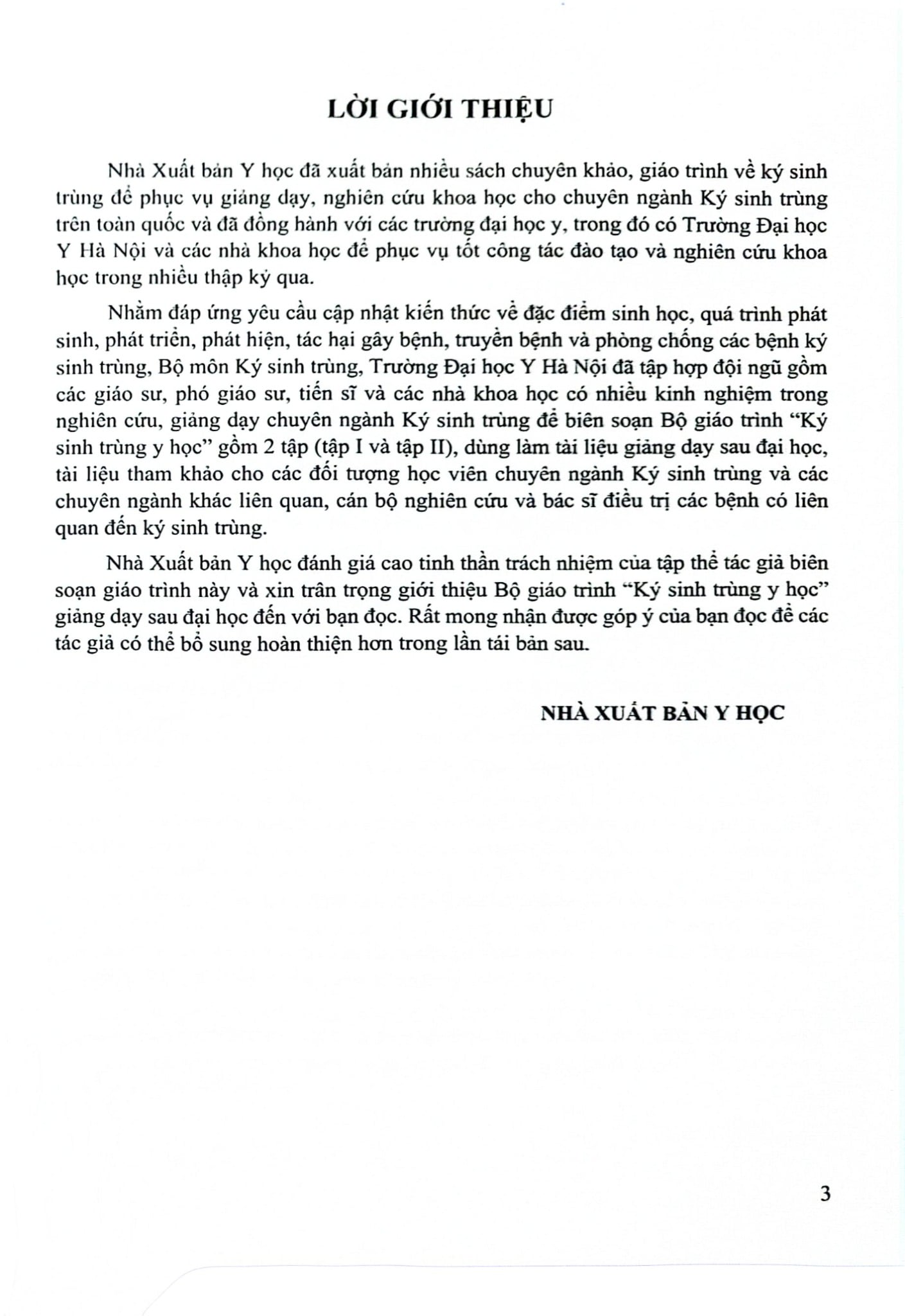 Ký Sinh Trùng Y Học Tập 1 (Giáo Trình Sau Đại Học) - ĐH Dược Hà Nội