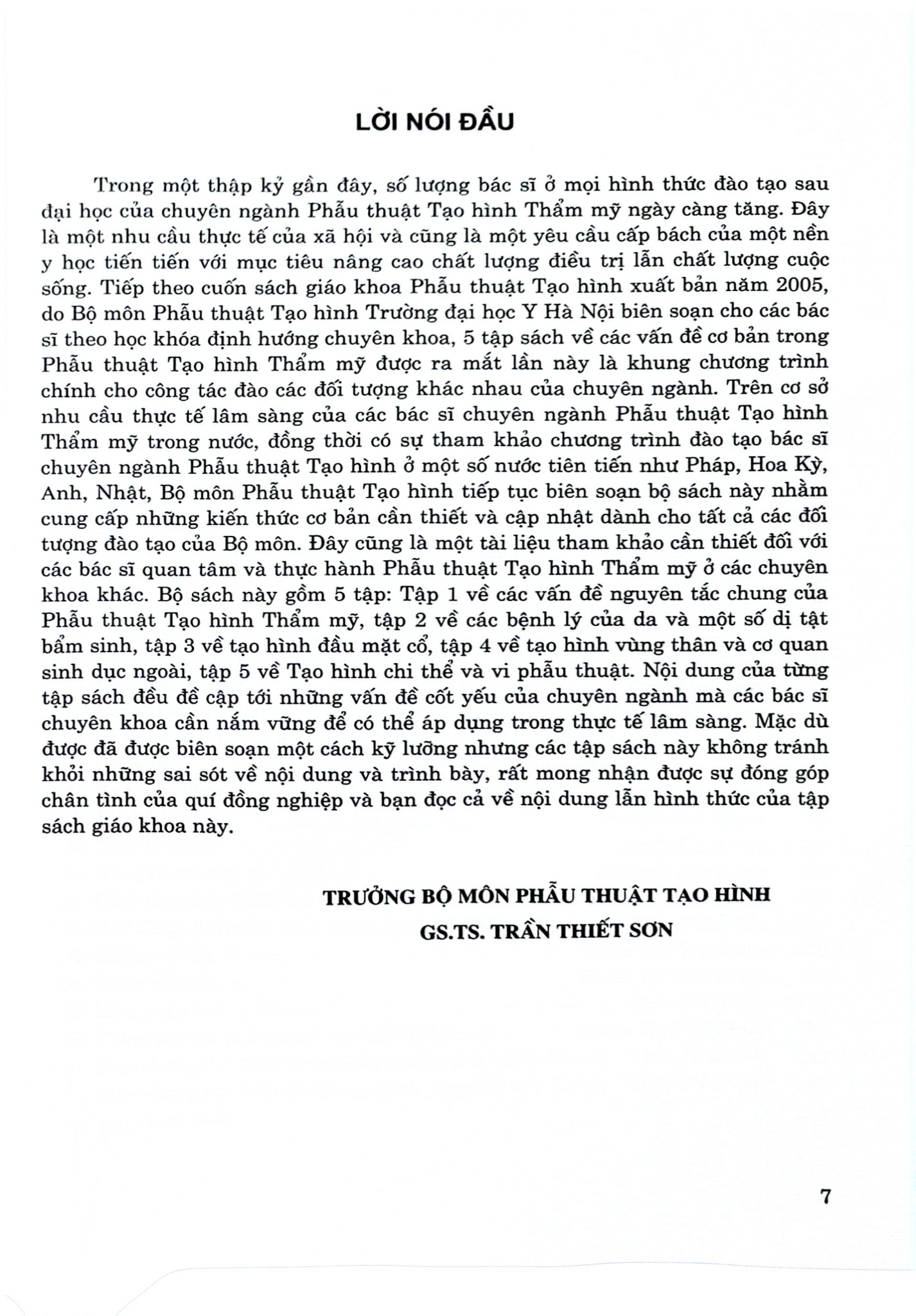 Các Vấn Đề Cơ Bản Trong Phẫu Thuật Tạo Hình Thẩm Mỹ Phần 1 (Đại Cương) - ĐH Y Hà Nội, PGS.TS Trần Thiết Sơn