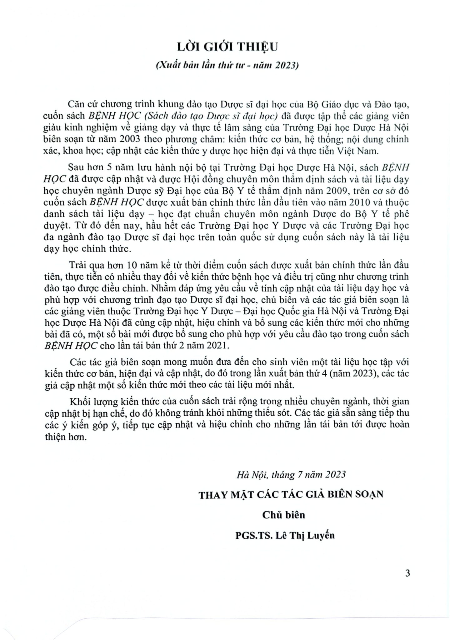 Bệnh Học - Bộ Y Tế, PGS.TS Lê Thị Luyến