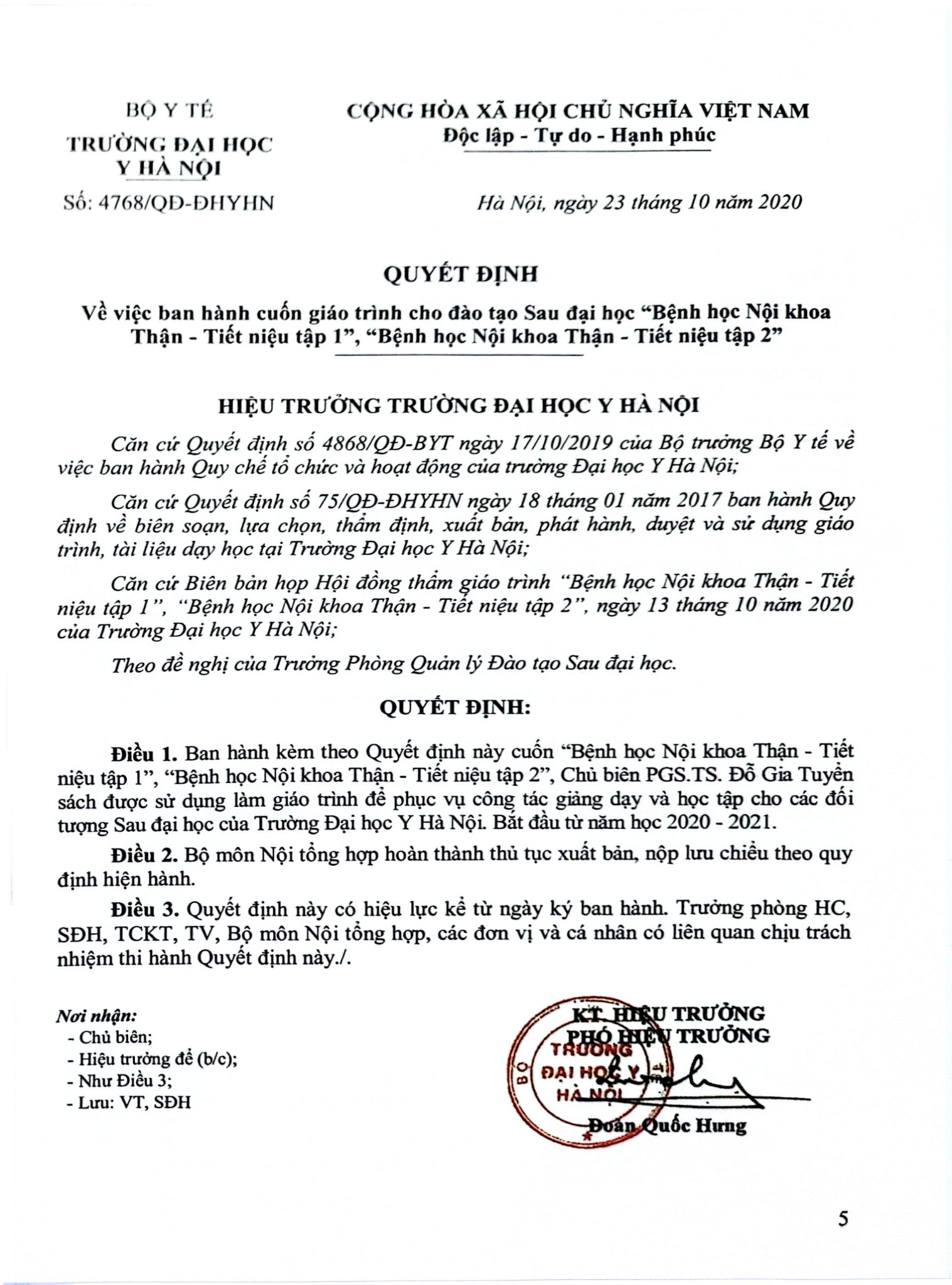 Bệnh Học Nội Khoa Thận Tiết Niệu Tập 1 (Giáo Trình Dùng Cho Đào Tạo Sau Đại Học) - ĐH Y Hà Nội, Đỗ Gia Tuyển