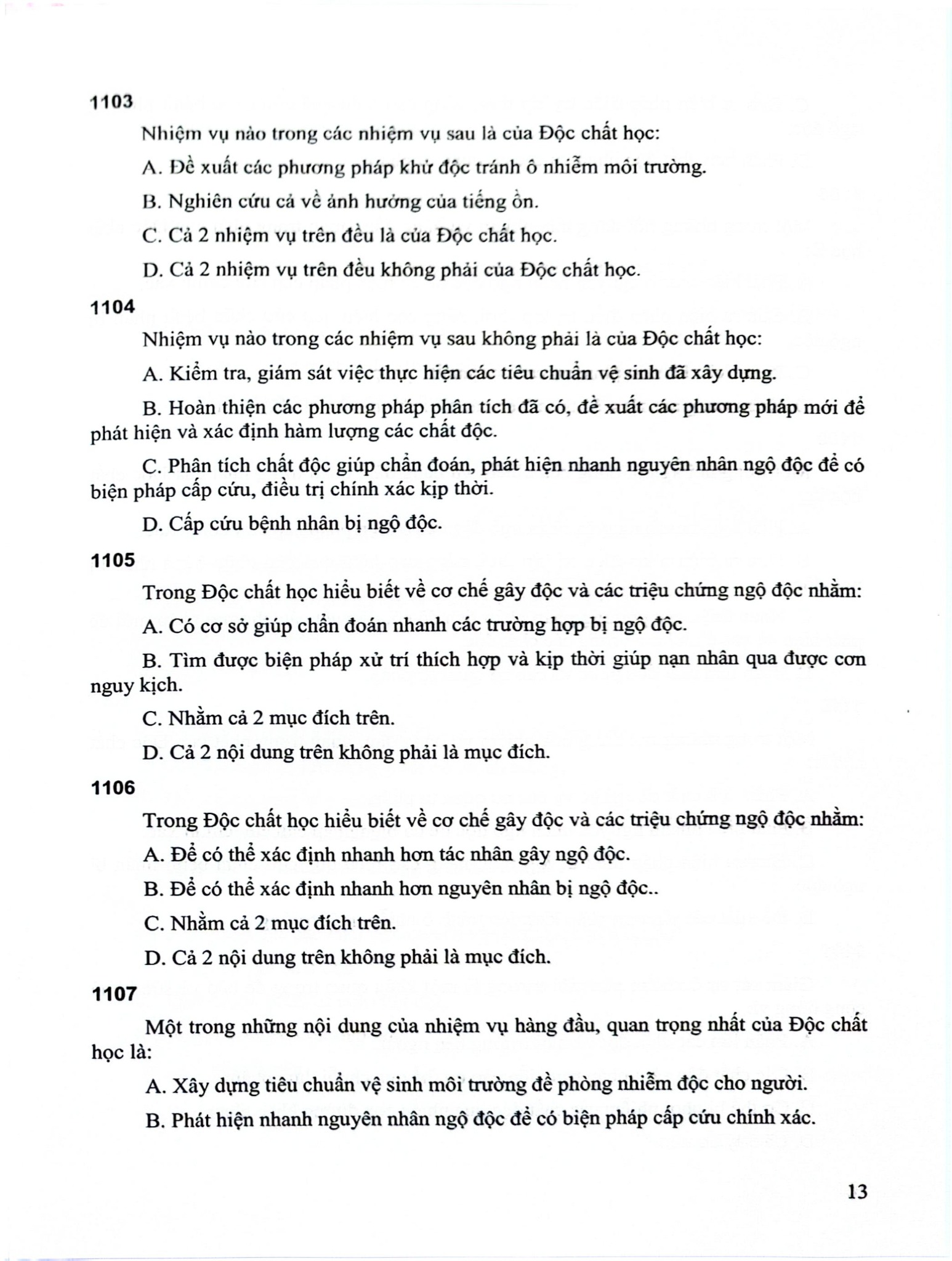 Câu Hỏi Trắc Nghiệm Độc Chất (Tài Liệu Đào Tạo Dược Sĩ Đại Học) - ĐH Dược Hà Nội, GS.TS Thái Nguyễn Hùng Thu