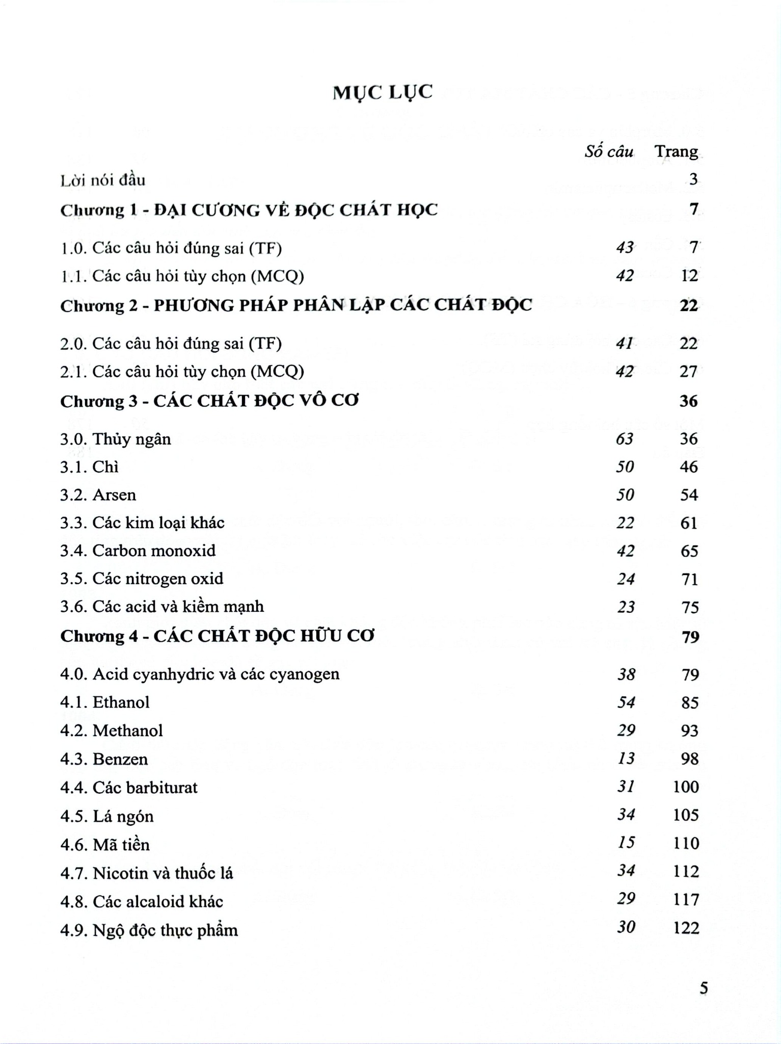Câu Hỏi Trắc Nghiệm Độc Chất (Tài Liệu Đào Tạo Dược Sĩ Đại Học) - ĐH Dược Hà Nội, GS.TS Thái Nguyễn Hùng Thu