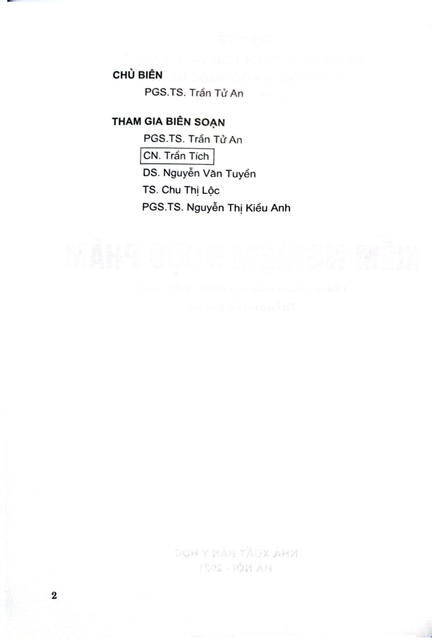 Kiểm Nghiệm Dược Phẩm - Bộ Y tế,  PGS.TS Trần Tử An