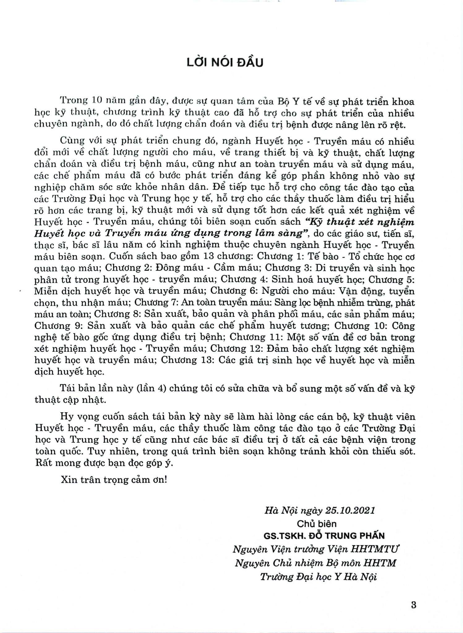 Kỹ Thuật Xét Nghiệm Huyết Học Và Truyền Máu Ứng Dụng Trong Lâm Sàng - Viện HHTMTW: GS.TSKH. Đỗ Trung Phấn