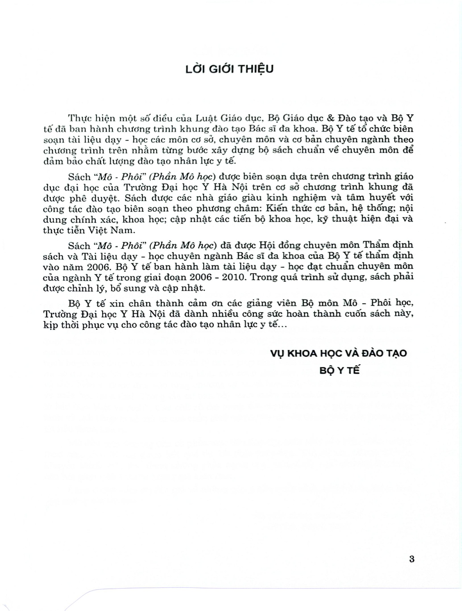 Mô Phôi Phần Mô Học (Sách Đào Tạo Bác Sĩ Đa Khoa) - ĐH Y Hà Nội, GS.TS. Trịnh Bình