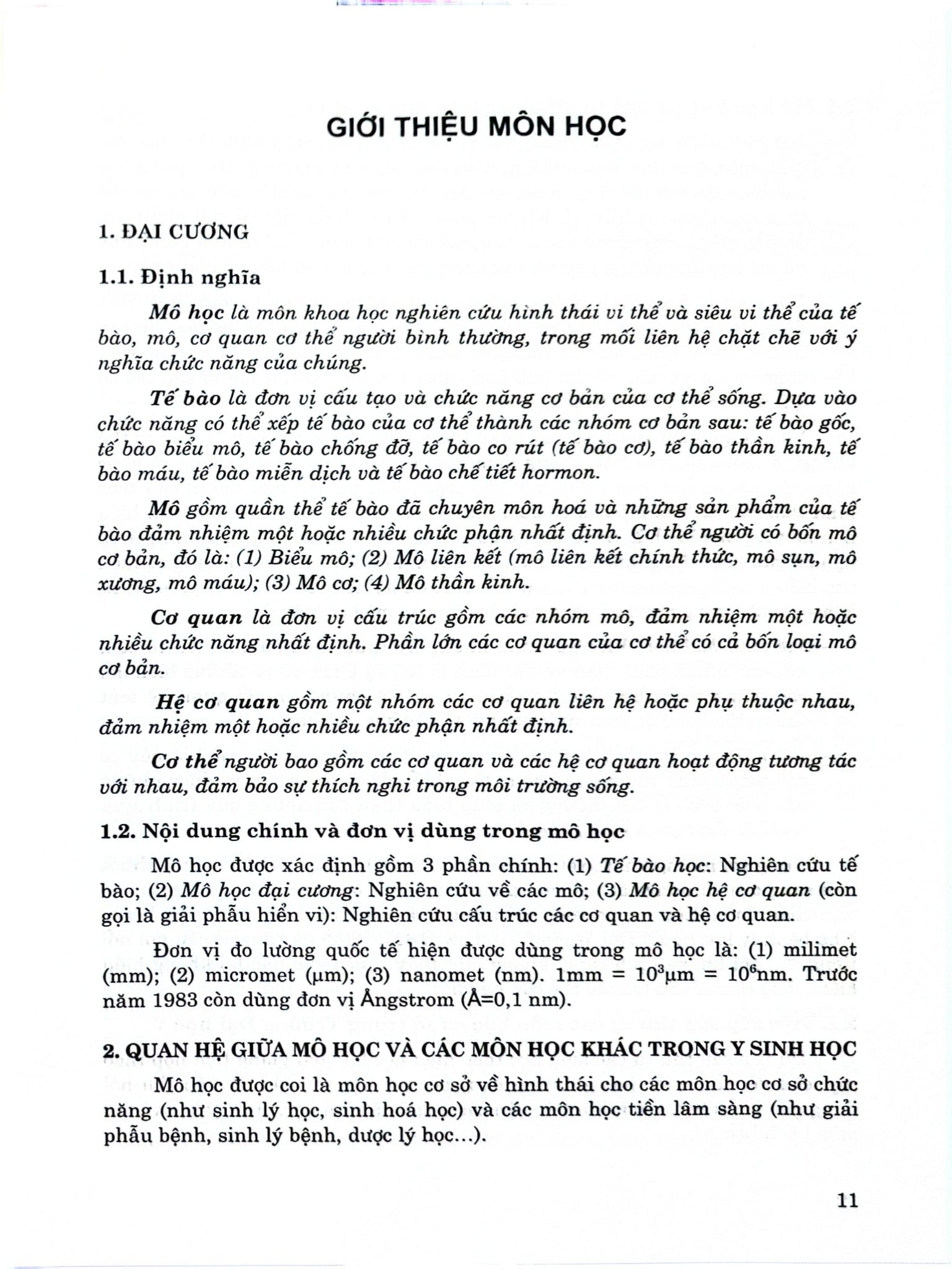 Mô Phôi Phần Mô Học (Sách Đào Tạo Bác Sĩ Đa Khoa) - ĐH Y Hà Nội, GS.TS. Trịnh Bình