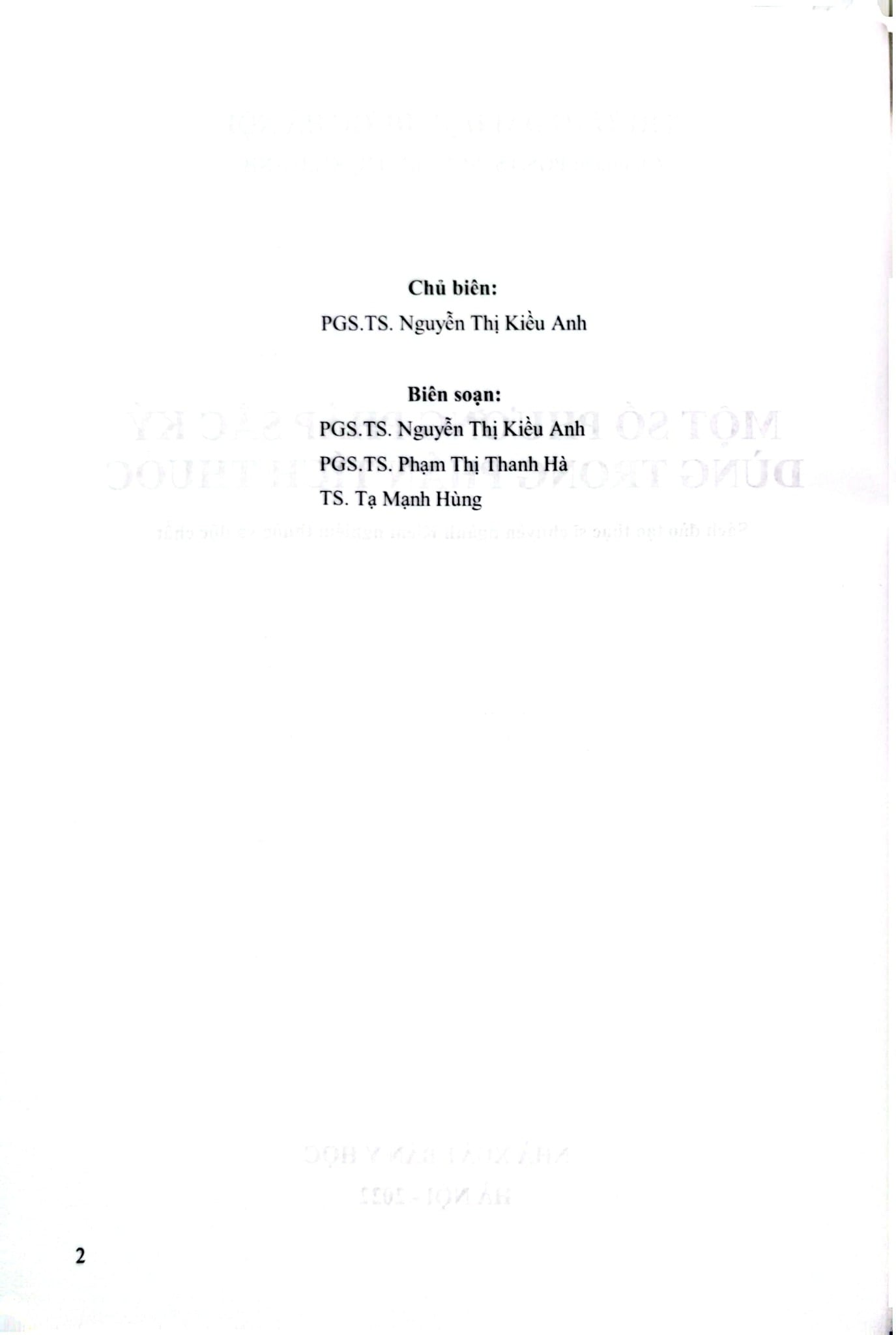 Một Số Phương Pháp Sắc Ký Dùng Trong Phân Tích Thuốc - ĐH Dược Hà Nội, PGS.TS. Nguyễn Thị Kiều Anh