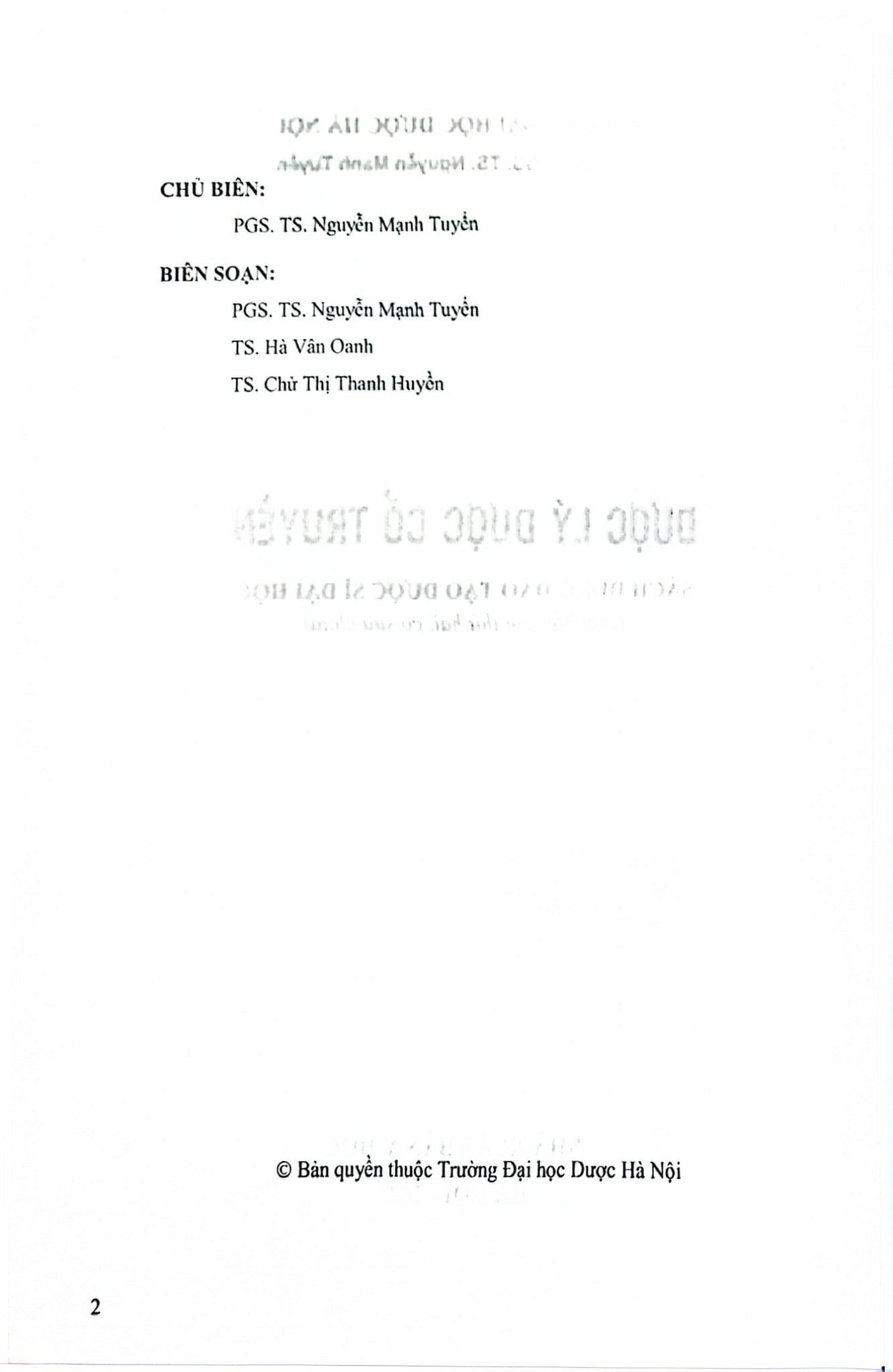 Dược Lý Dược Cổ Truyền - ĐH Dược Hà Nội, PGS.TS. Nguyễn Mạnh Tuyển