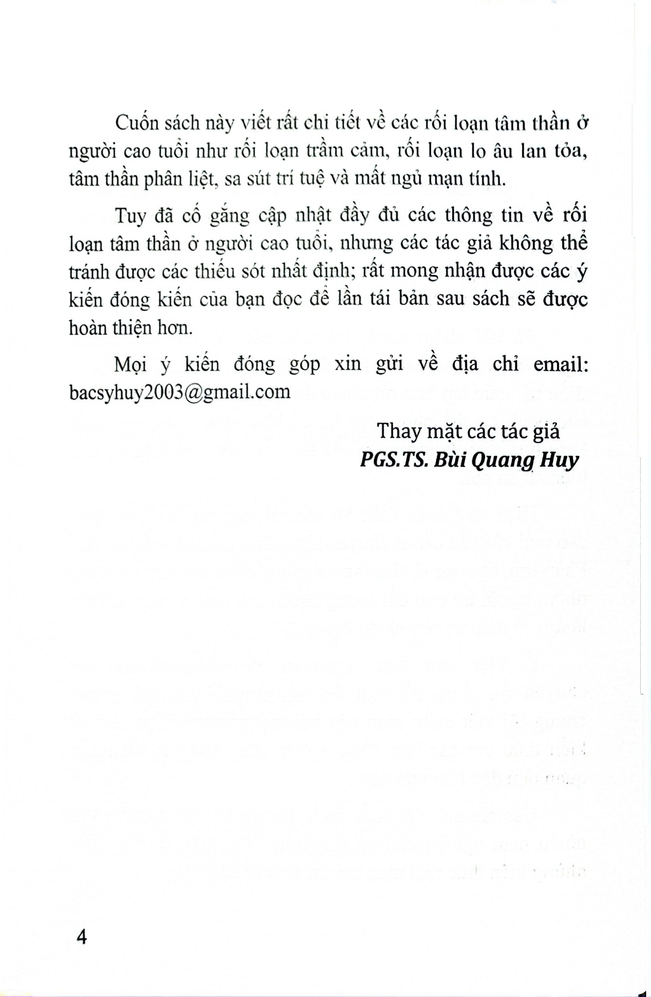 Rối Loạn Tâm Thần Ở Người Cao Tuổi - PGS.TS. Bùi Quang Huy