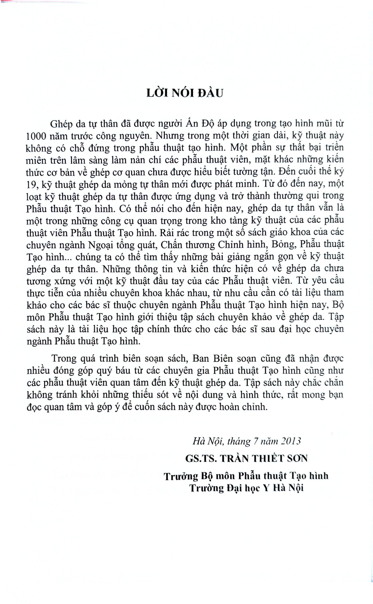Ghép Da Trong Phẫu Thuật Tạo Hình Thẩm Mỹ - ĐH Y Hà Nội, PGS.TS. Trần Thiết Sơn, PGS.TS. Nguyễn Bắc Hùng, …