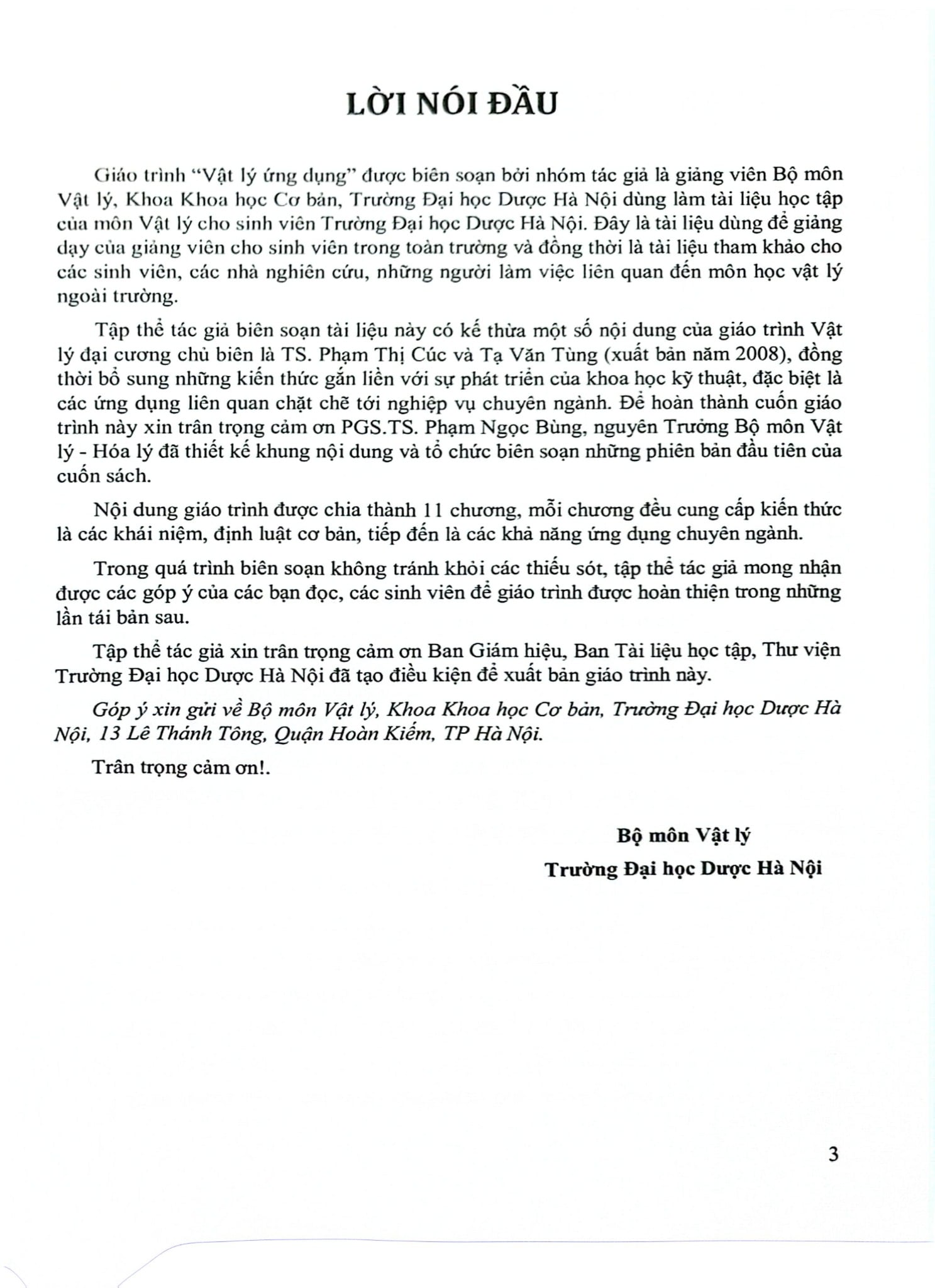 Vật Lý Ứng Dụng (Giáo Trình Đào Tạo Đại Học) - ĐH Dược Hà Nội