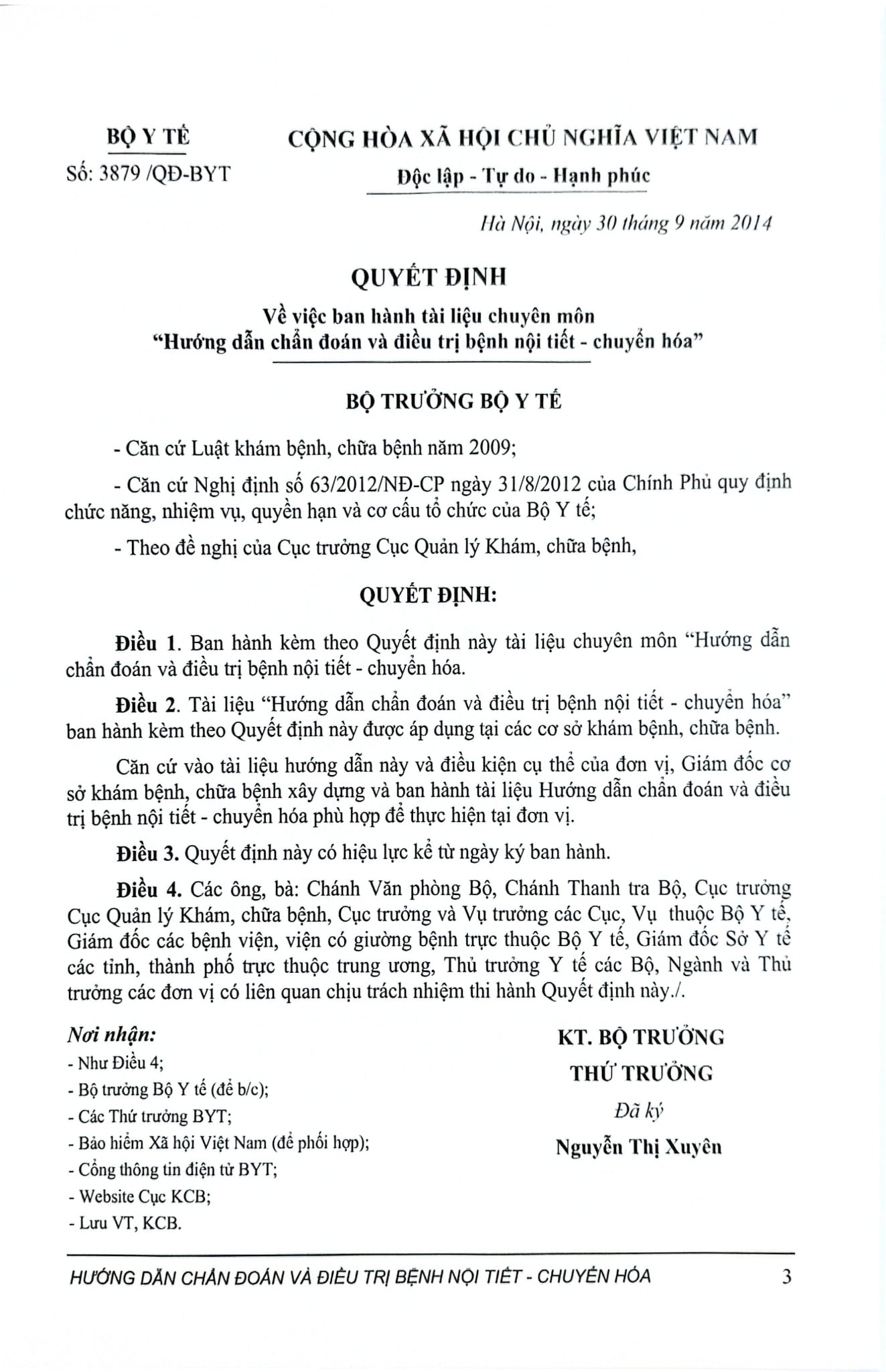 Hướng Dẫn Chẩn Đoán Và Điều Trị Bệnh Nội Tiết Chuyển Hóa - Bộ Y tế