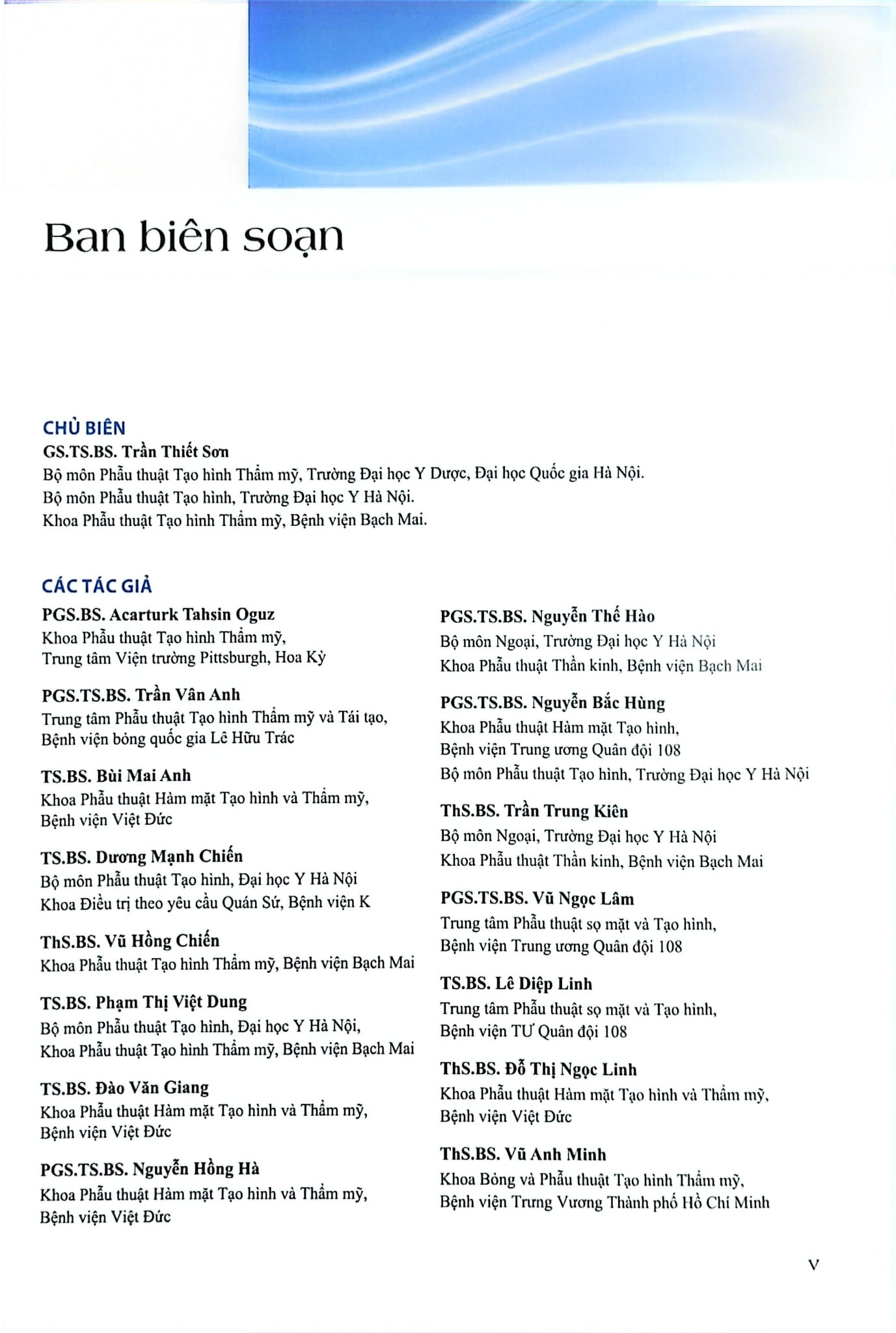 Phẫu Thuật Tạo Hình Thẩm Mỹ Da Đầu - ĐH Y Hà Nội, Trần Thiết Sơn